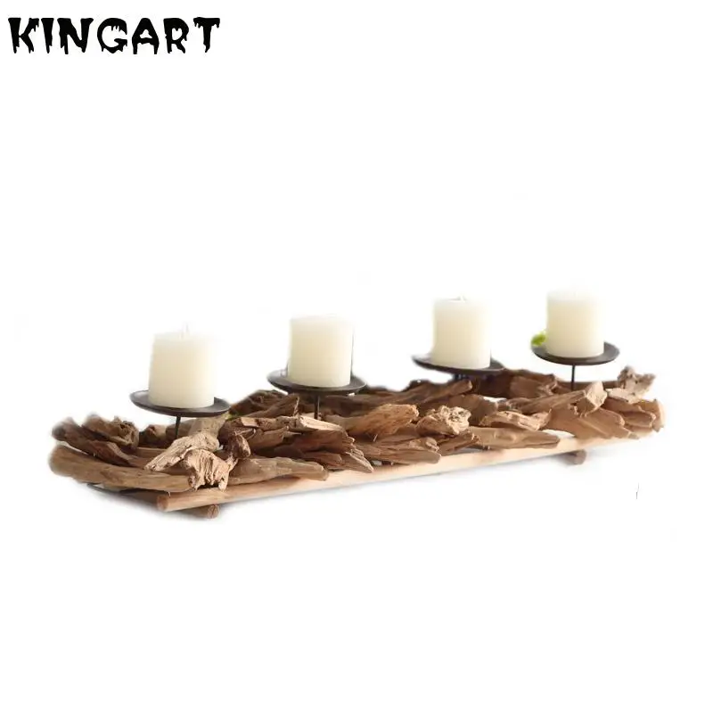 Подсвечник под старину древесины свечи для домашнего декора держатель держащих