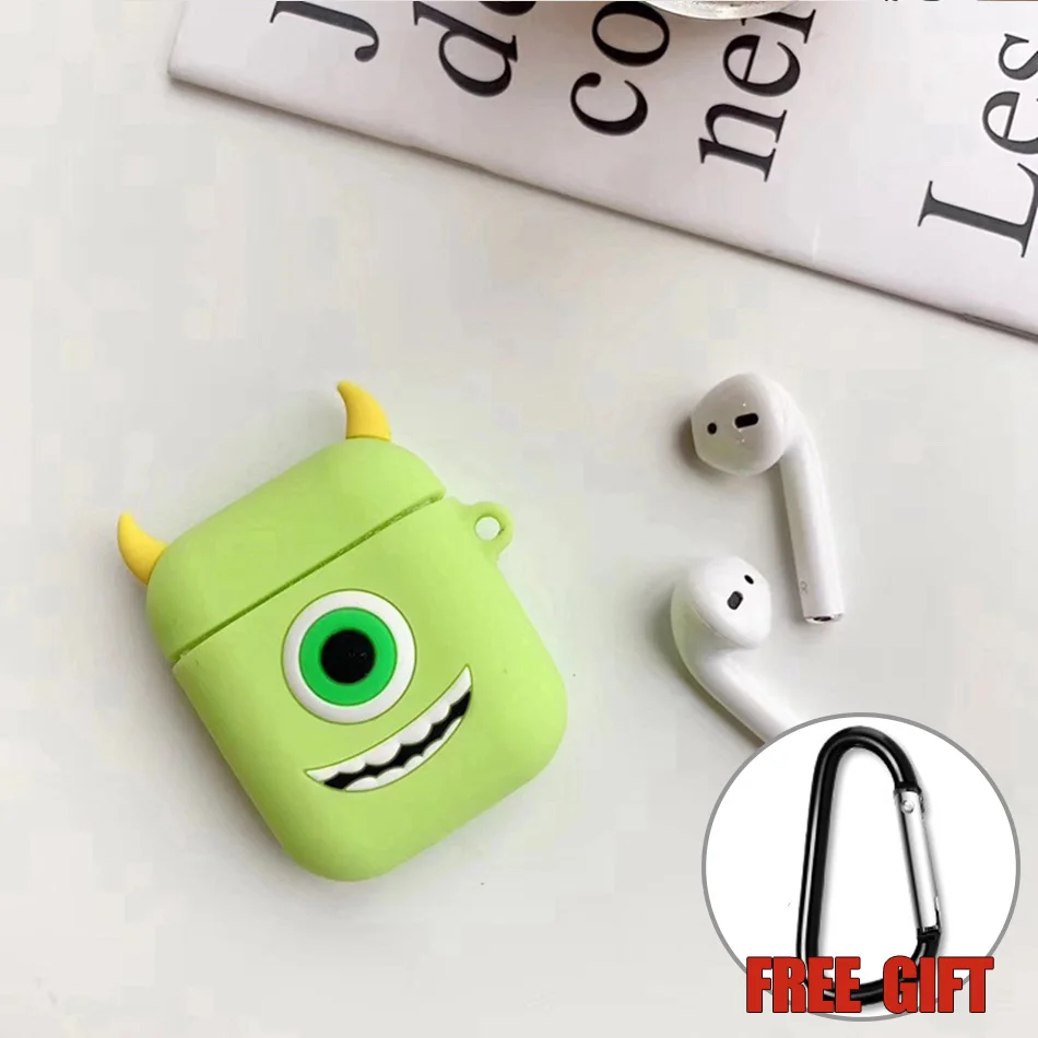 Mike Чехол для AirPods с мультяшным рисунком, чехол для наушников для Apple Airpods 2, чехол для зарядки, защитные аксессуары, крючок карабина - Цвет: Mike