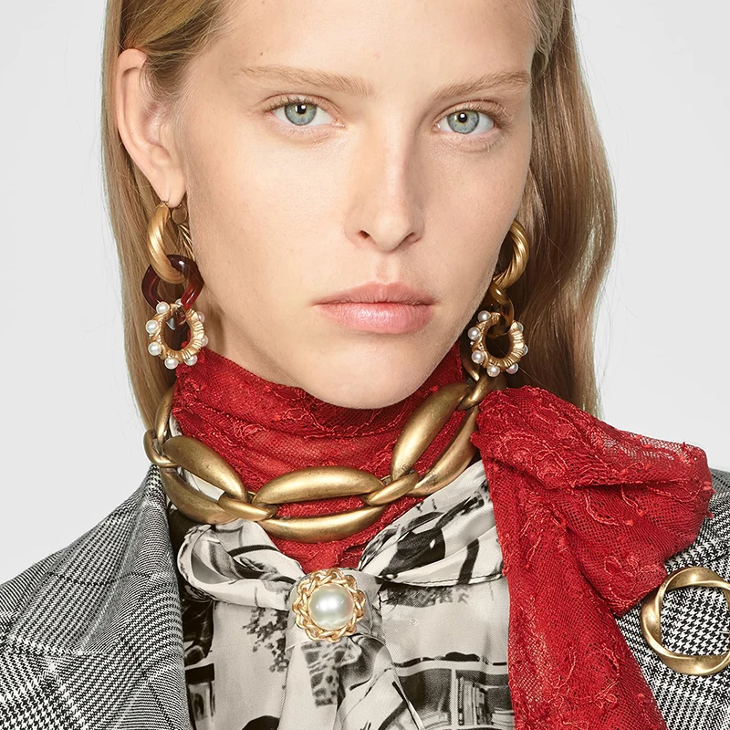 Женский винтажный браслет с цепочкой ZA золотистый шармами для вечеринок 2019 |