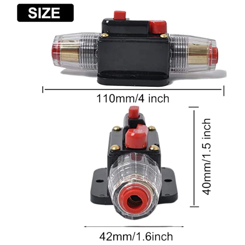 

Car o Inline 100A Circuit Breaker, with Manual Reset, for Car o Marine Boat Stereo Switch Inverter