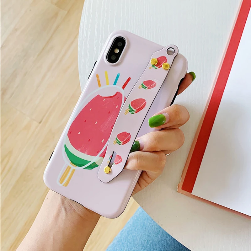 GYKZ Забавный арбузный мороженое чехол на запястье для iPhone 6 6s X XS MAX XR 7 8 Plus Мягкий