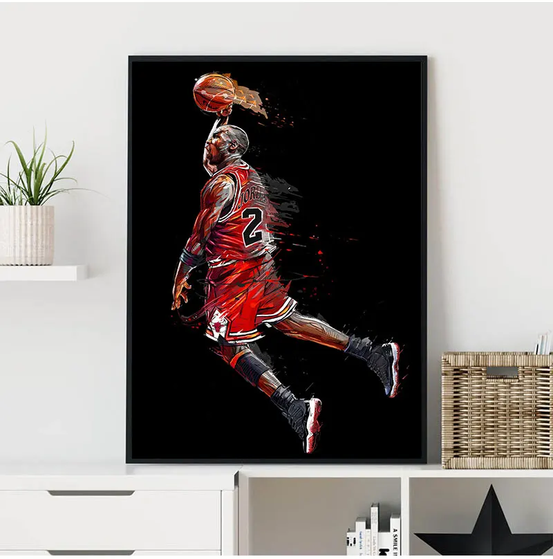 Абстрактная живопись Майкл плакат Джордан Fly Dunk Баскетбол настенные картины для