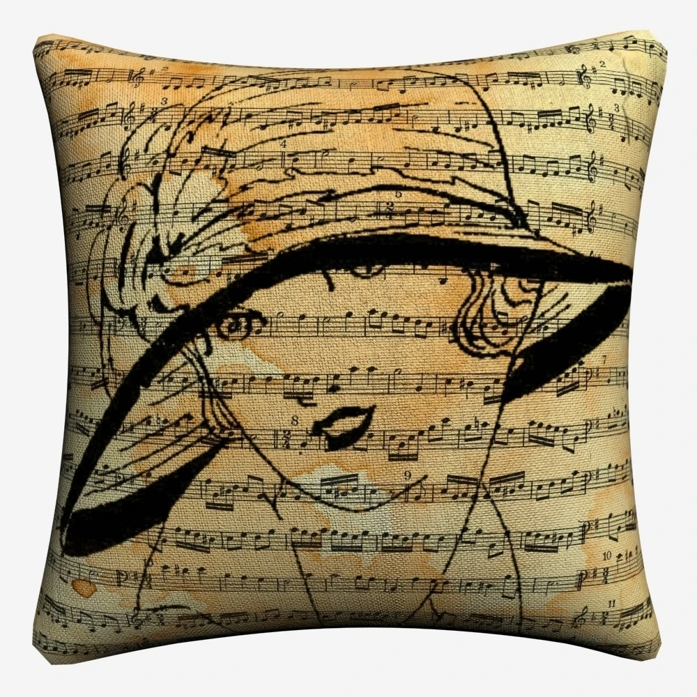 Винтаж Дом Жизнь Музыка Животных Декоративное хлопковое белье Наволочка на