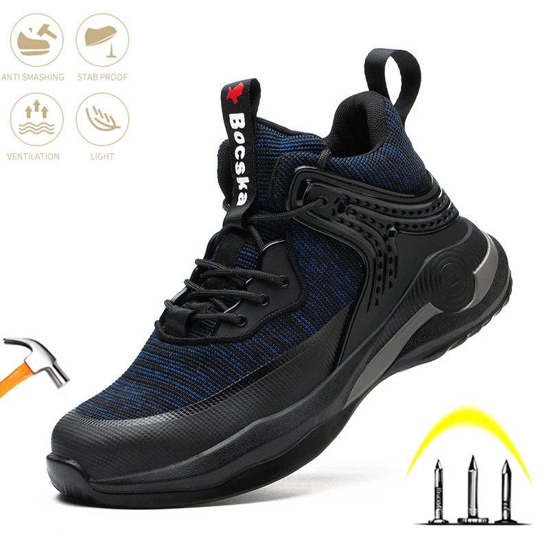 

Safety Shoes Mens Impact Proof Work Boots Anti-smash Puncture-Proof Steel Toe Cap Lightweight Indestructible Protect Comfor Boot