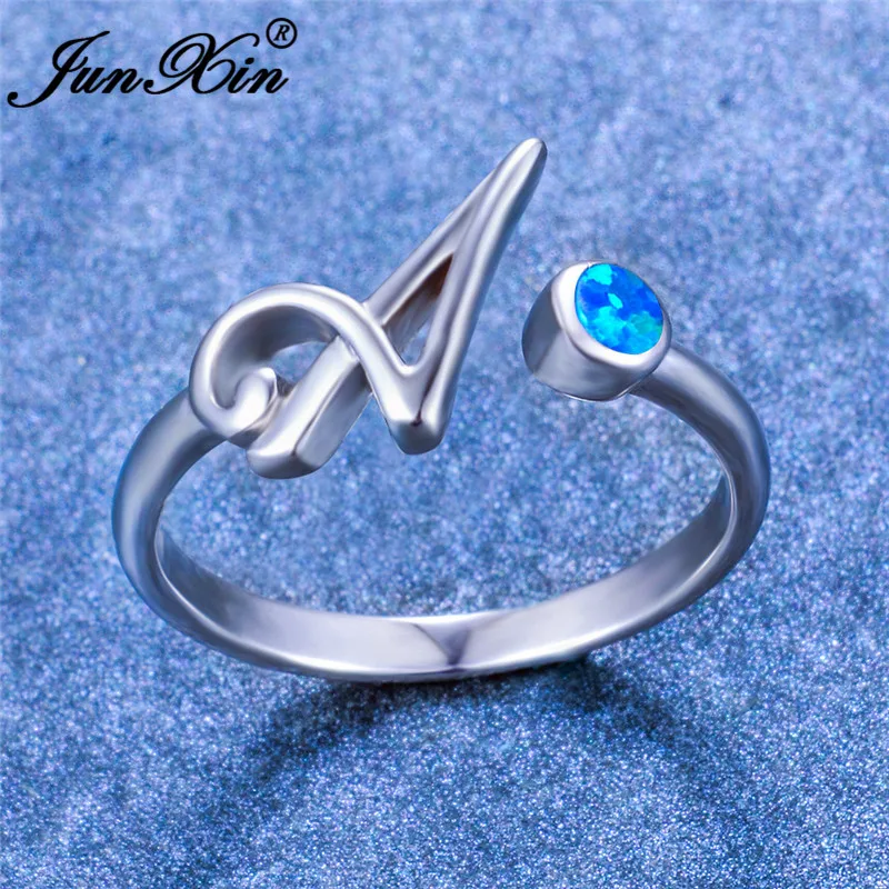 Минималистичное Открытое кольцо с надписью A для женщин из белого золота