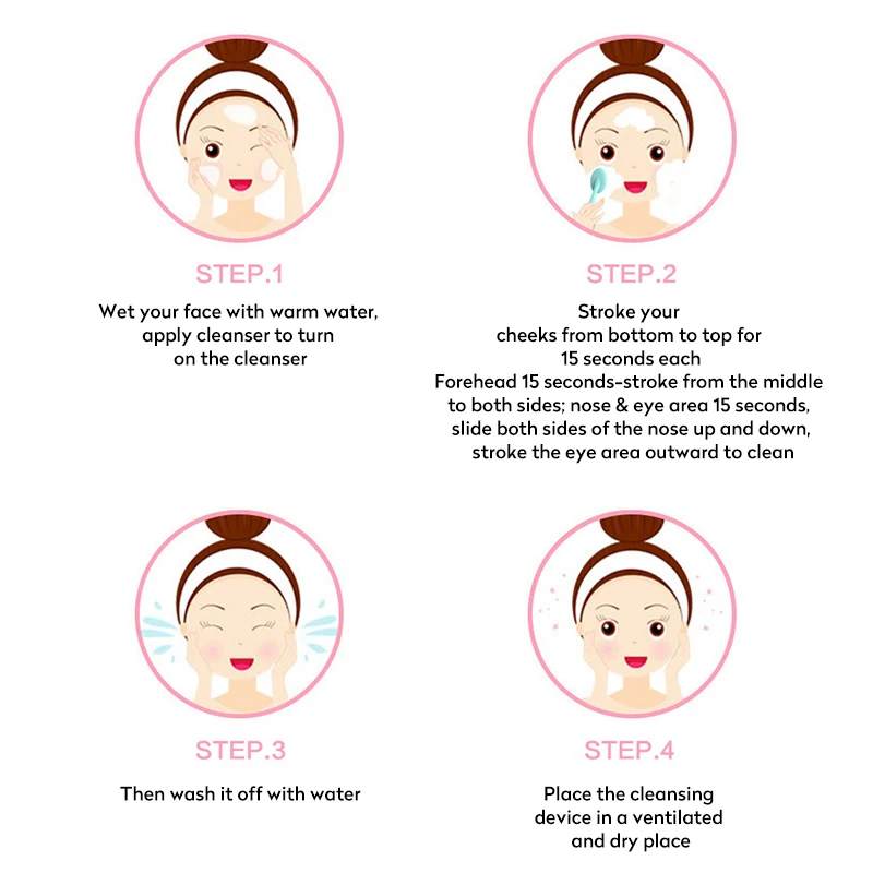 

USB Rechargeable Face Facial Cleansing Brush Silicone Sonic Face Cleaner Deep Pore Cleaning Skin Massager Face Cleansing Brush