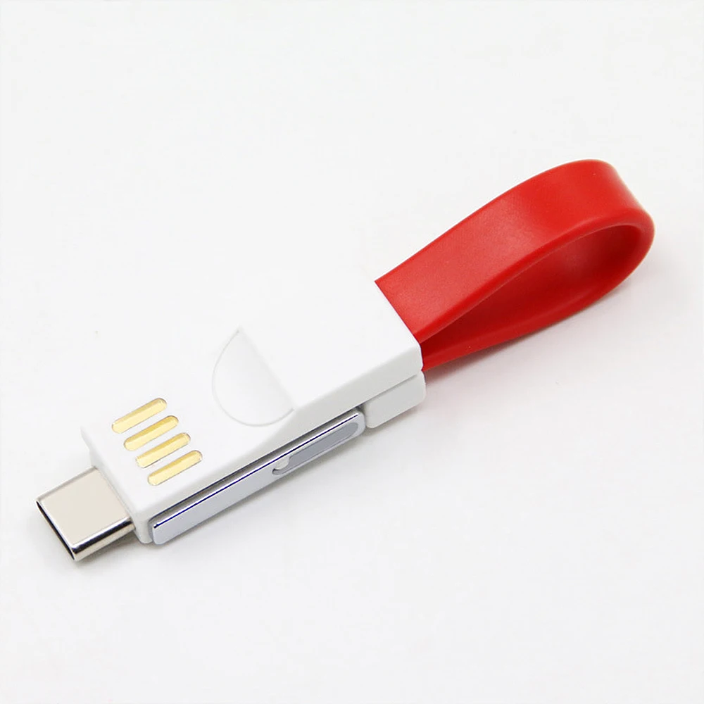 Короткий мини брелок с микро-usb зарядное устройство кабель для зарядки данных type C USB кабель для передачи данных кабели для iphone Saunsg huawei браслет кабель - Цвет: Красный