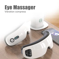 usb charging foldable eye massager smart eye mask vibrator hot compress bluetooth musice eye care heating fatigue relief device