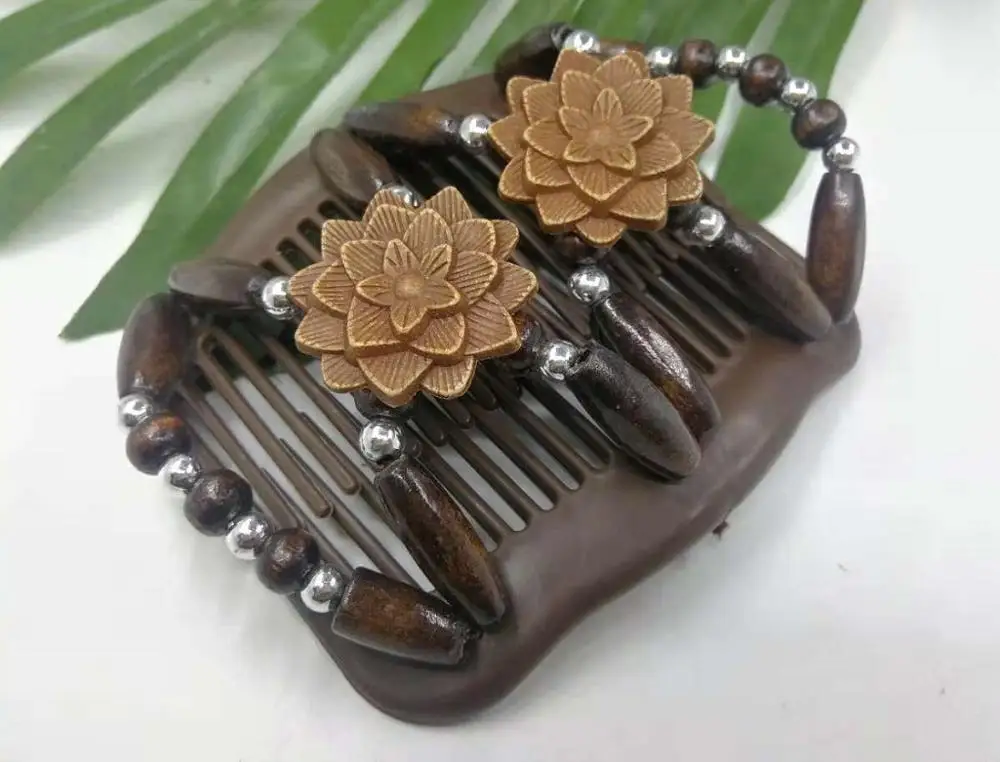1 шт.,, женские, девичьи, легкие волшебные деревянные бусины, двойная расческа для волос, заколка для волос, эластичная заколка для волос, аксессуары для волос в этническом стиле
