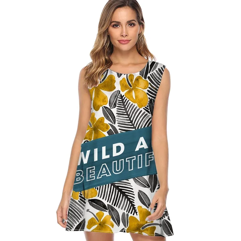 Women Loose Dress 2019 Vintage Camera Flowers Power Garden Boho Beach Vestidos Sleeveless O Neck Summer Mini Chiffon |