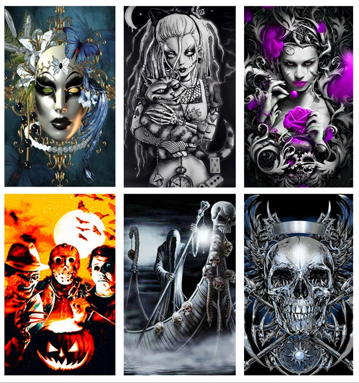 5D Diy Алмазная картина женская маска полная вышивка скелет череп полный дисплей