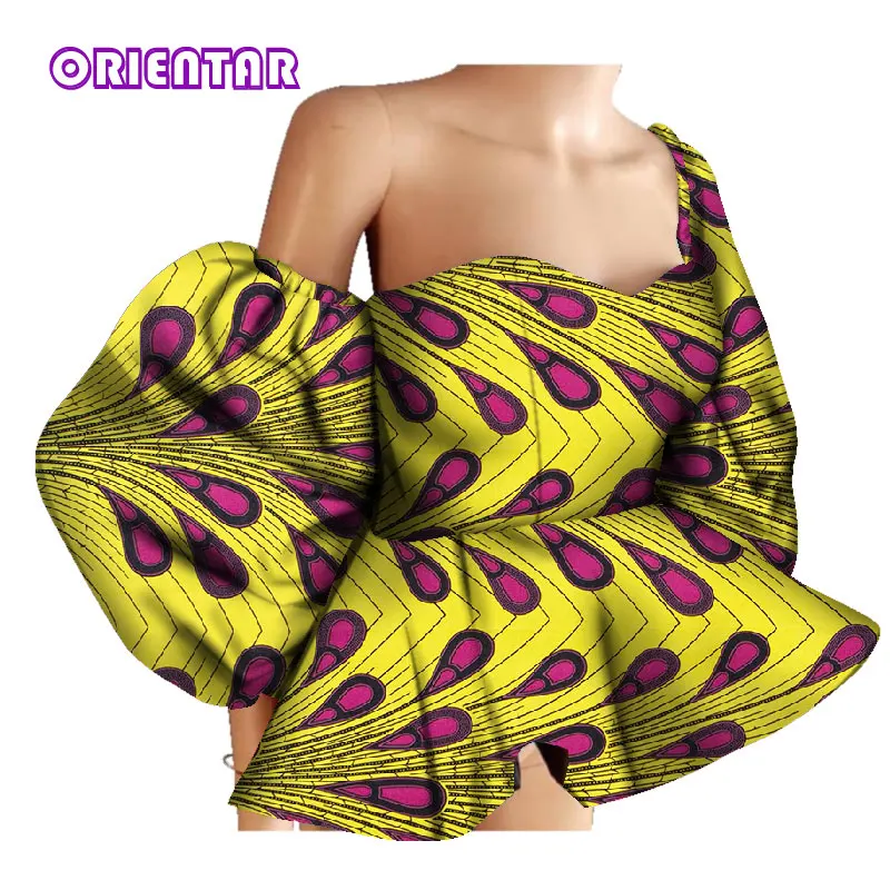 New Cotton Women Shirts African Wax Draped Print Shirts for Women Bazin Riche Patchwork African Style Clothing WY3397