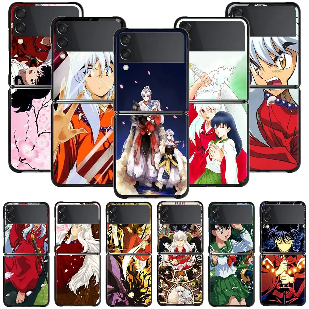 

Phone Case For Samsung Galaxy Z Flip3 5G Hard PC Fundas For Samsung Z Flip 3 5G z flip Coque Balck Cover Anime Inuyasha