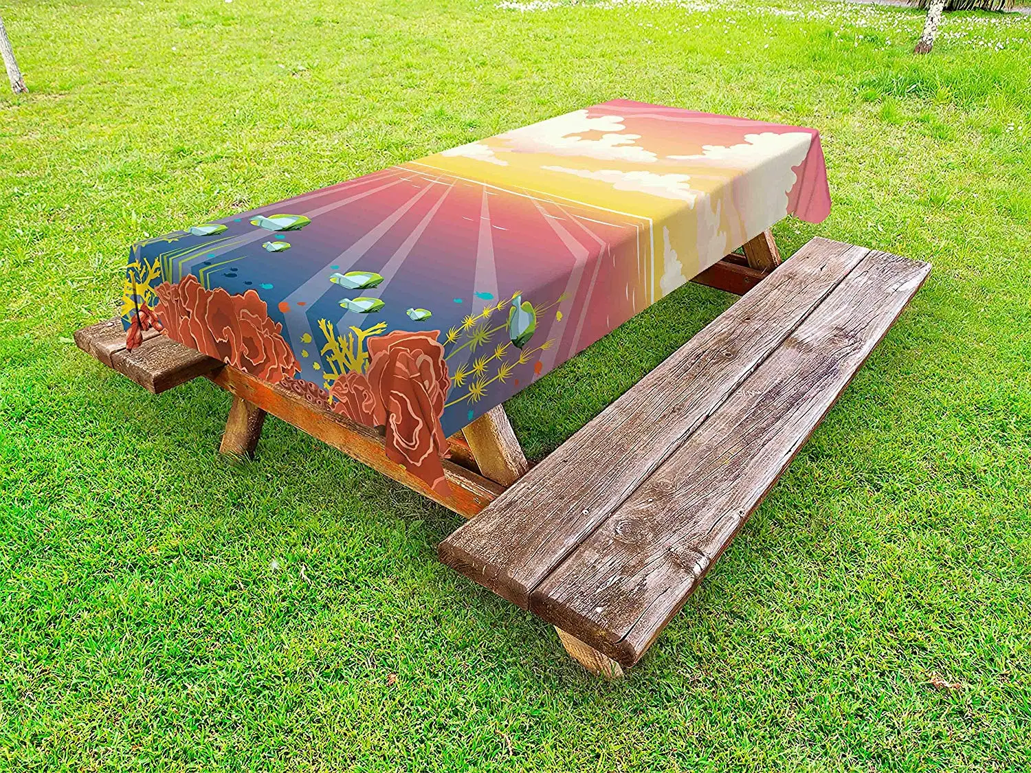 Морская скатерть подводный морской дикой природы дизайн школы рыбы плавание в