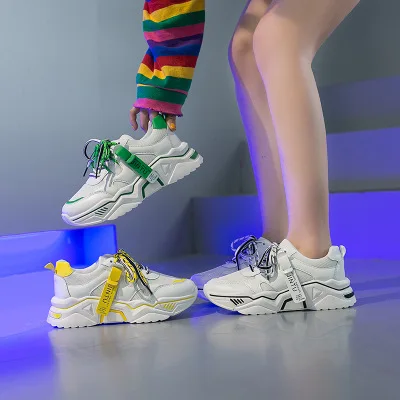 

2019 autumn new breathable mesh face white shoes platform shoes casual sports shoes travel shoes