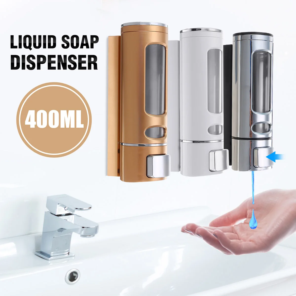 

400ml Wall Mount Liquid Soap Kitchen Bathroom Shampoo Dispenser Soap Dispenser Bathroom Accessories