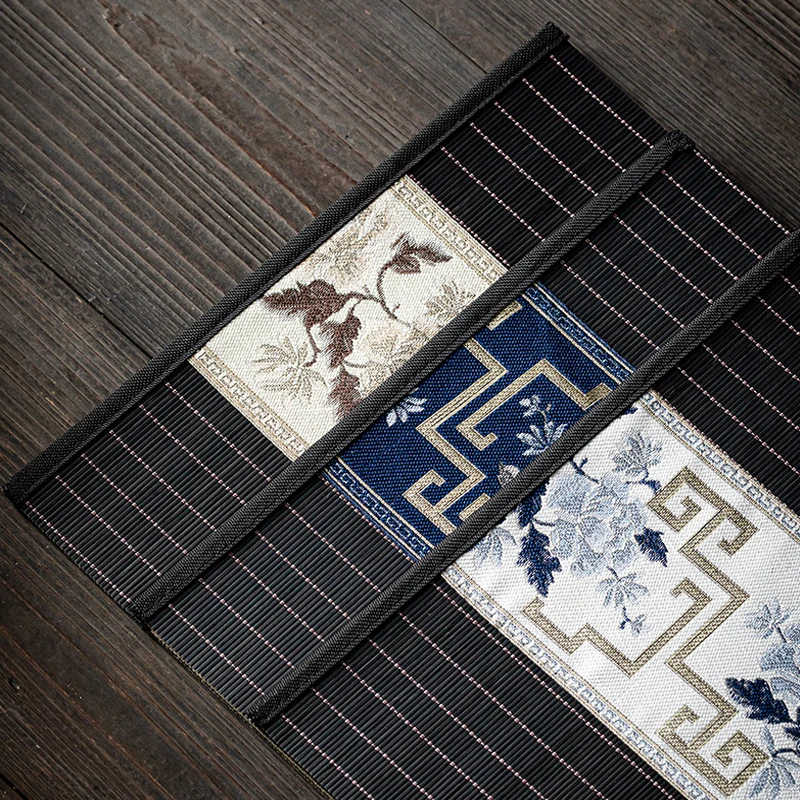 Классический вышитый бамбуковый чайный коврик 40-300 см искусственная настольная