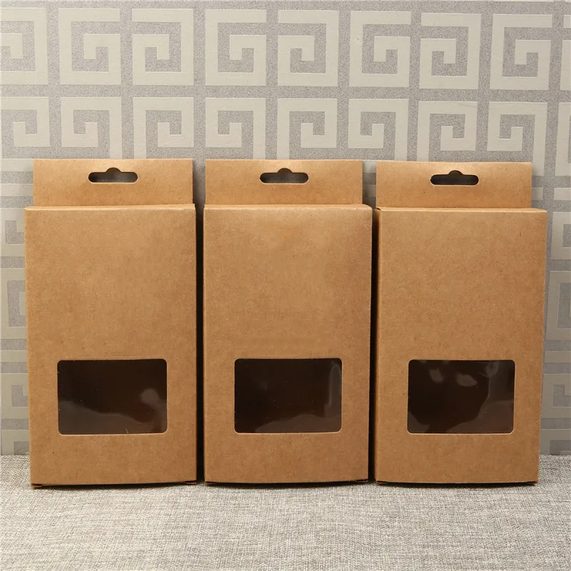 

500 шт./лот коробка для упаковки нижнего белья с окном коробка для упаковки из крафт-бумаги с ручкой Розничная упаковочная коробка оптом