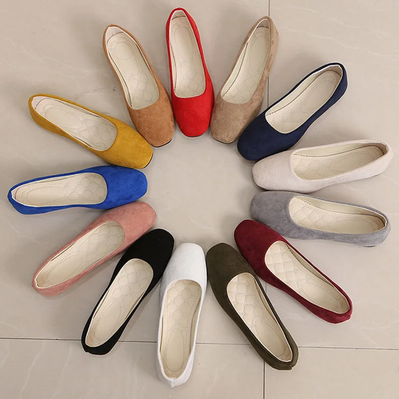 Женские туфли на плоской подошве без застежки с квадратным носком Размеры 35