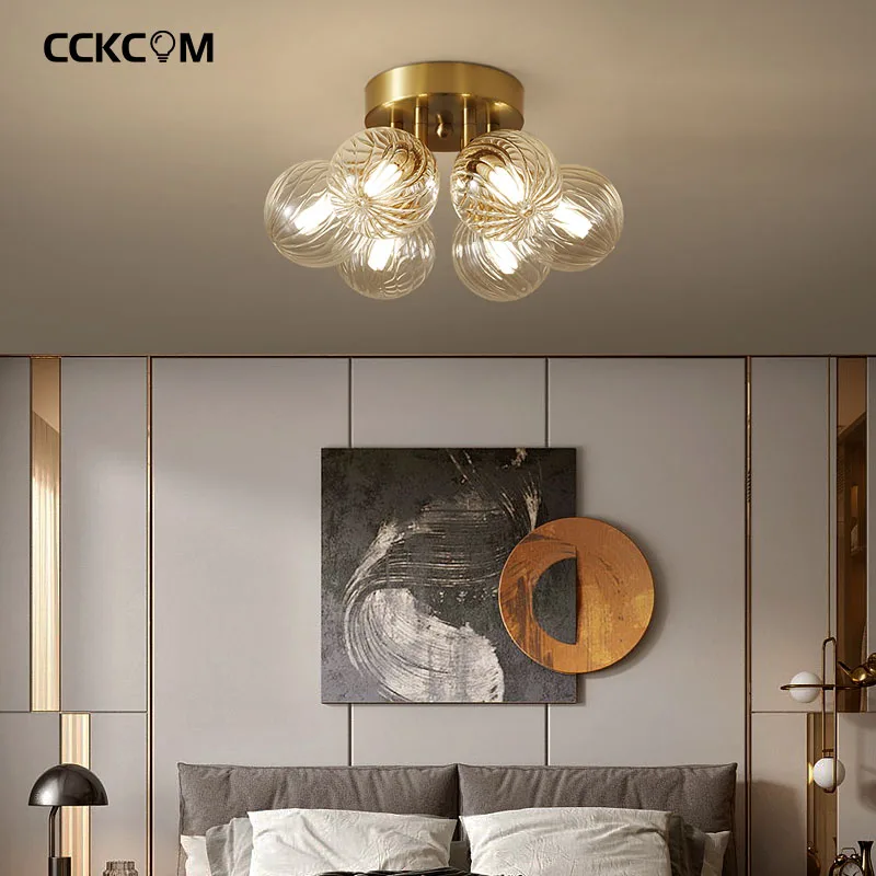 

Nordic LED Ceiling Lamp glass Golden Lustre G9 Glass Chandeliers Luxury For Bedroom Living Room Kitchen Hotel Home Decor Fixture