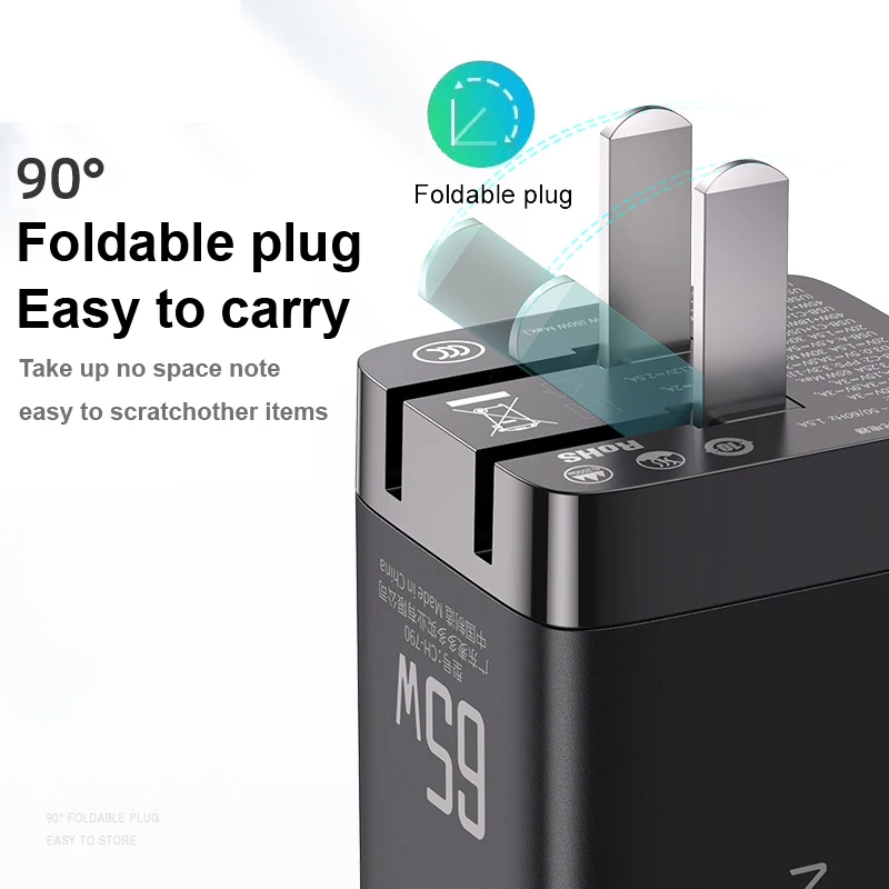 Зарядное устройство сетевое с 3 портами USB Type C 65 Вт|Зарядные устройства для