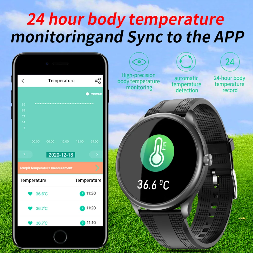 body temperature ppg ecg smart watch men music player support tws headset ansewr call blood pressure smartwatch ip67 waterproof free global shipping