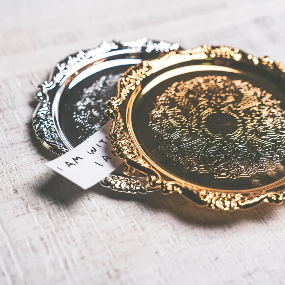 Популярная Золотая серебряная тарелка Ins украшение для дома чаша серег