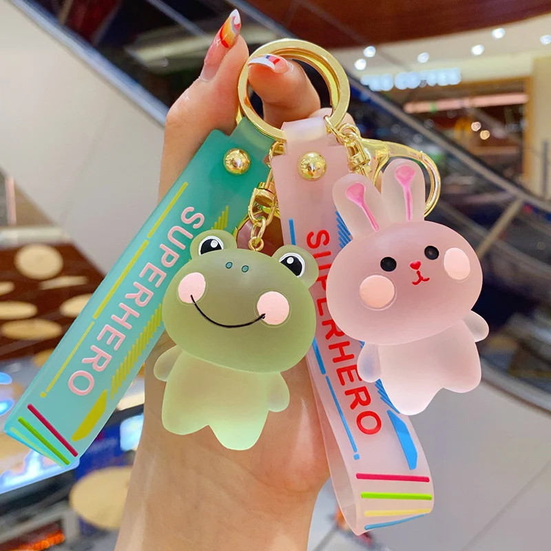 

Cartoon Crystal Bear Key Chain Transparent Car Keychain Cute Frog Animal Keyring