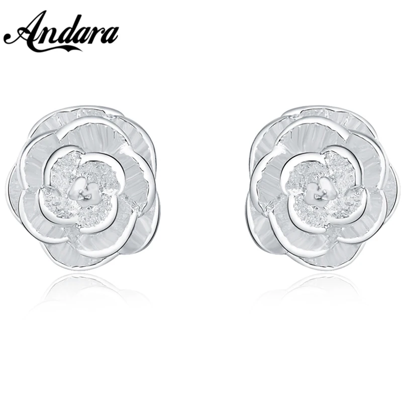 Модные серьги из стерлингового серебра 925 пробы с розой, изящные серьги для женщин, очаровательные подарочные украшения