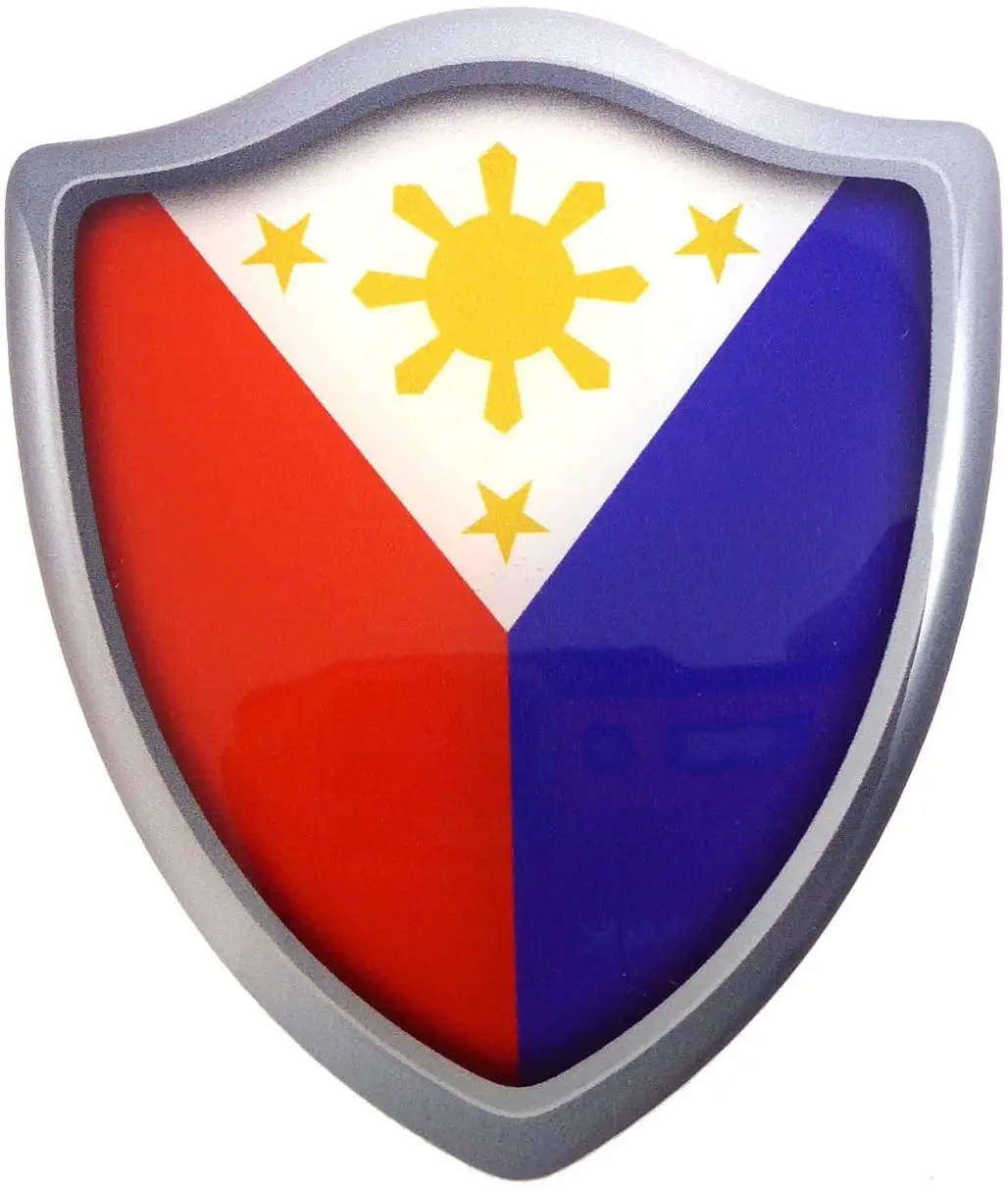 

Philippine Flag Shield Hemispherical Decal 3D Look Edge Badge Resin Car Sticker Windshield Bumper Motorcycle Helmet Decal