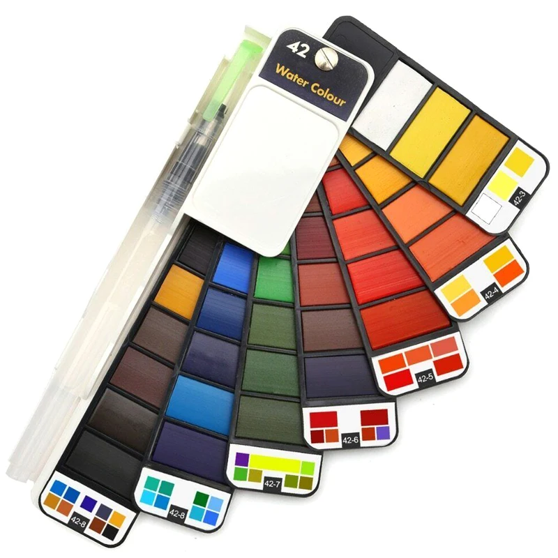 Portable Watercolor Kits 18/25/33/42 Colors Foldable Paint Set Outdoor Painting Artist Kids L9 | Дом и сад