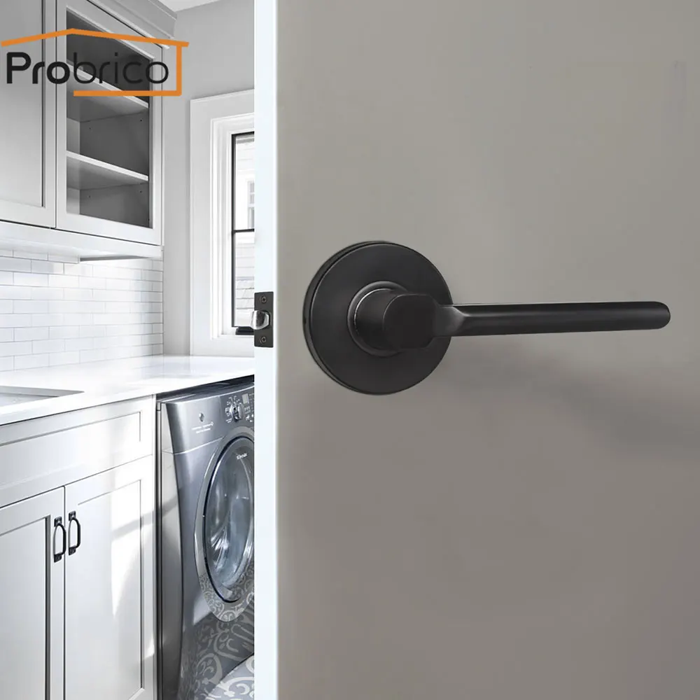 Probrico черные дверные ручки межкомнатные двери передние задние деревянные ворота рычаги с замком цилиндр защелка бесшумный дверной замок дверная фурнитура
