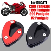 motorcycle kickstand foot side stand enlarge extension pad support plate for ducati 899 959 1199 1299 v2 panigale accessories