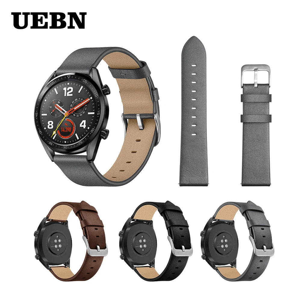 

UEBN 22mm Head layer cowhide Bracelet for HUAWEI Watch GT 2 46mm leather Wrist strap HONOR Magic for Samsung Gear S3 Watchbands