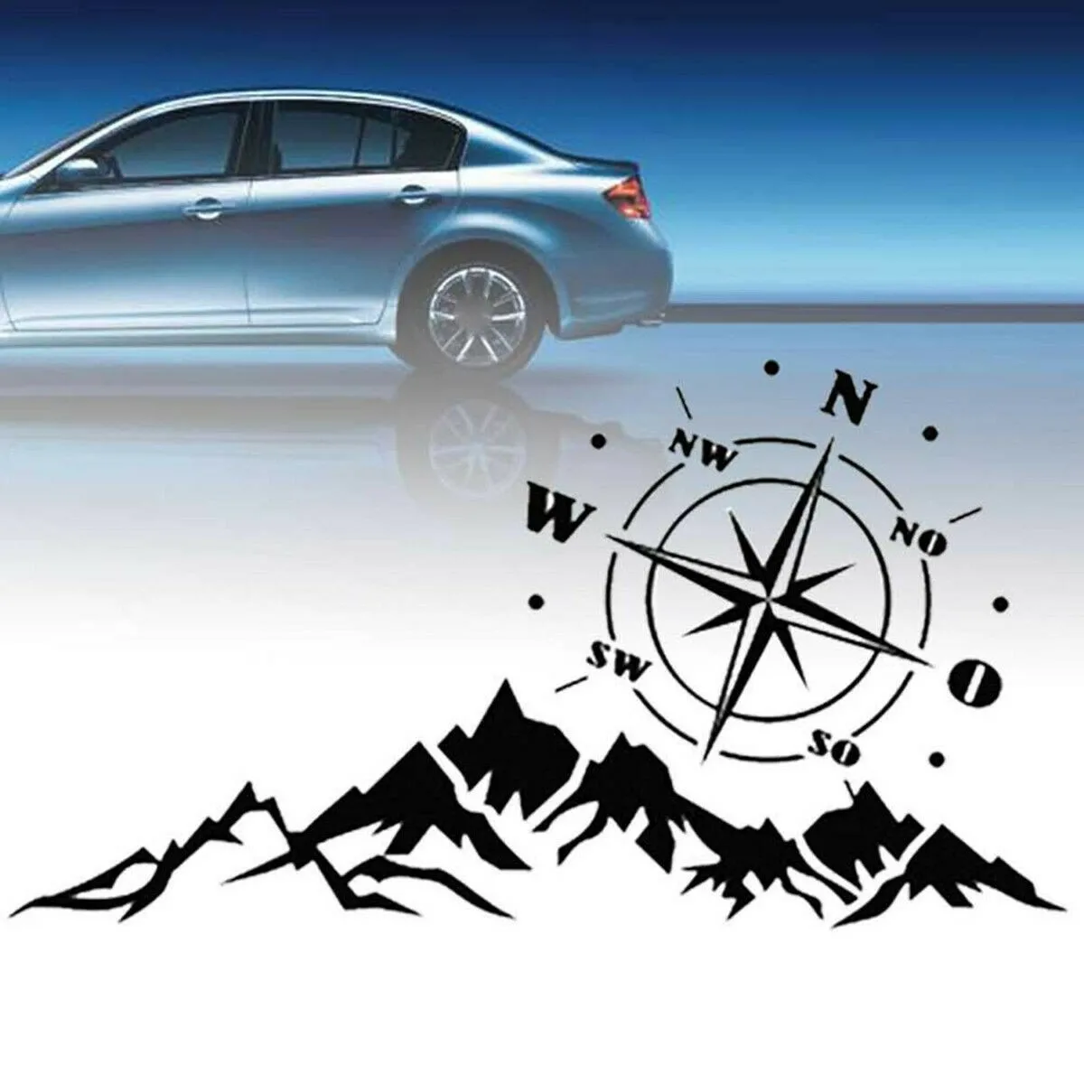 

65cm X 35cm Car Sticker Auto Hood Decal Black Mountain Tree Vinyl Graphics