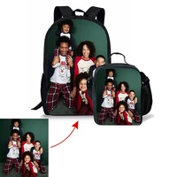 customize your style fashion new style casual color photos zipper backpack and lunch bag two piece boy girl primary school