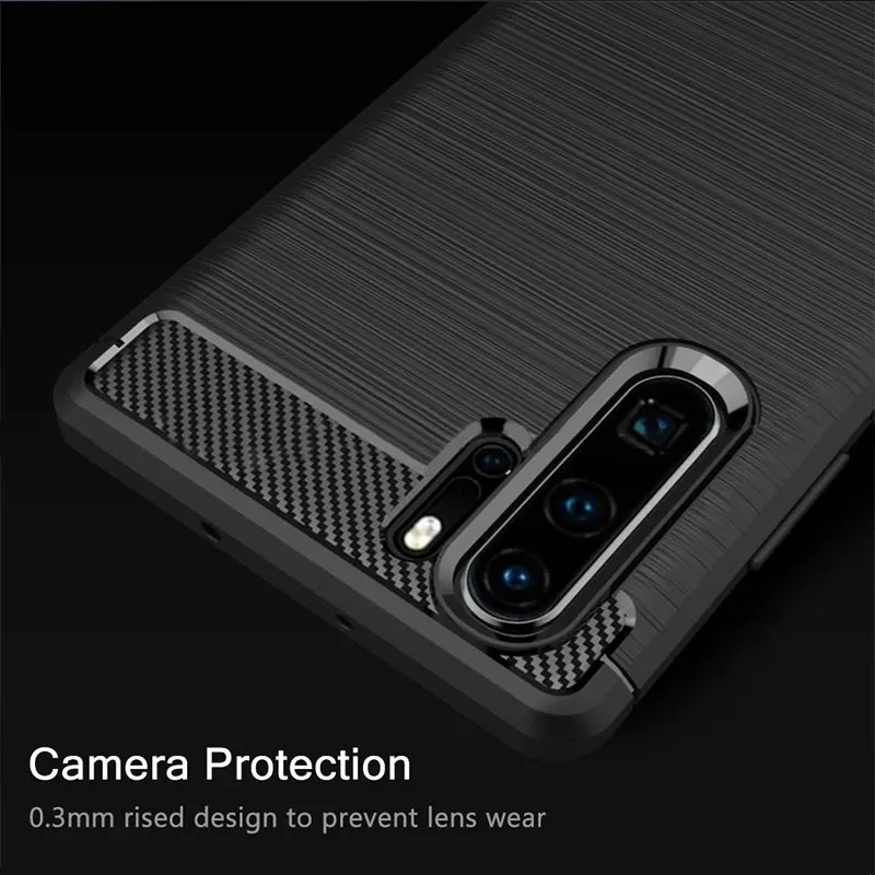 Для huawei P20 P30 Pro Чехол Мягкий бампер из углеродного волокна ТПУ Силиконовая задняя