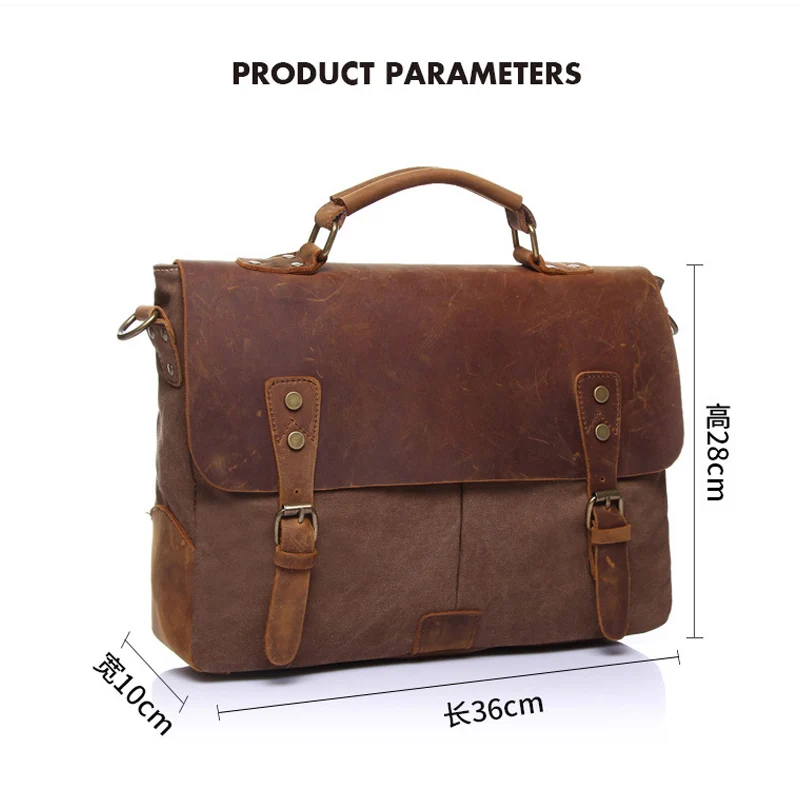 Холщовый портфель для мужчин дорожный мессенджер на ремне большая Повседневная