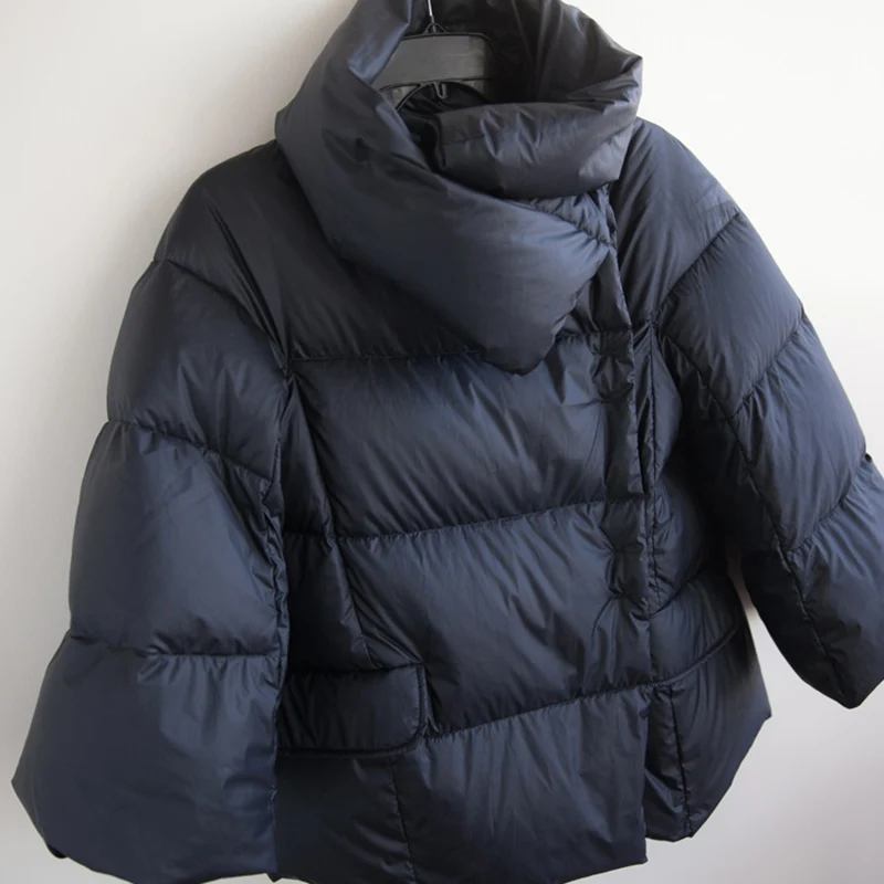 Black short women's plus size down jacket