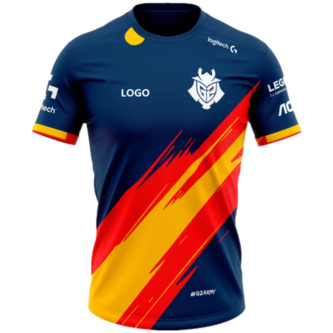 

2021 Summer Men's Gaming 3D Printing T-shirt G2 Competition Professional Team Fashion Quick-drying Handsome Customized Top