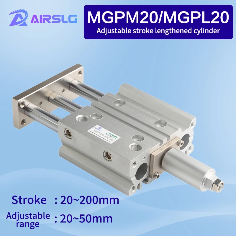 

MGPL MGPM20 MGPL20 -20Z~200Z StrokThree-axisthin Rod Cylinder Compact guide Stable pneumatic Adjustable stroke cylinder-20-30-50