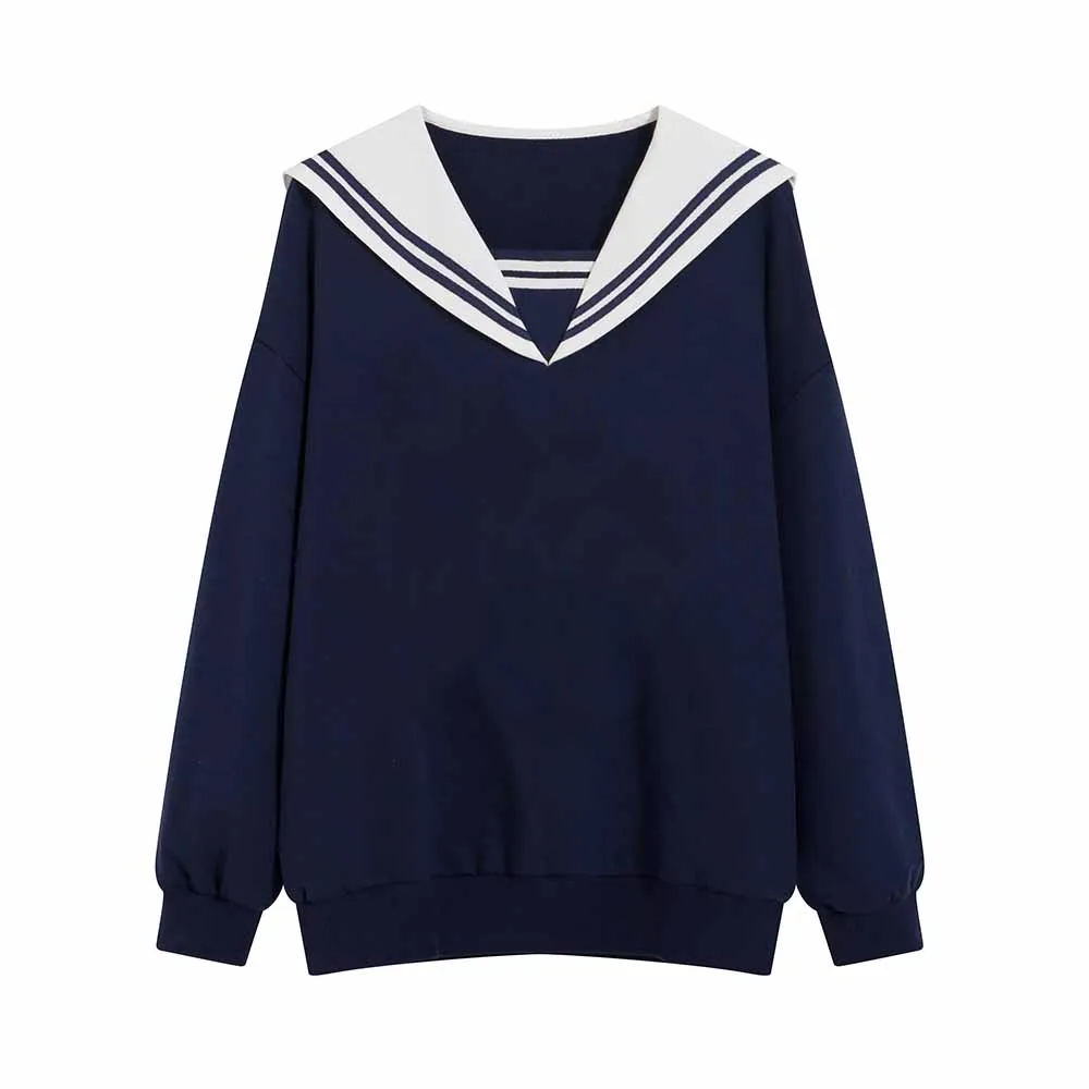 Толстовка с капюшоном японская мода морячный воротник толстовка Мягкий Свитшот