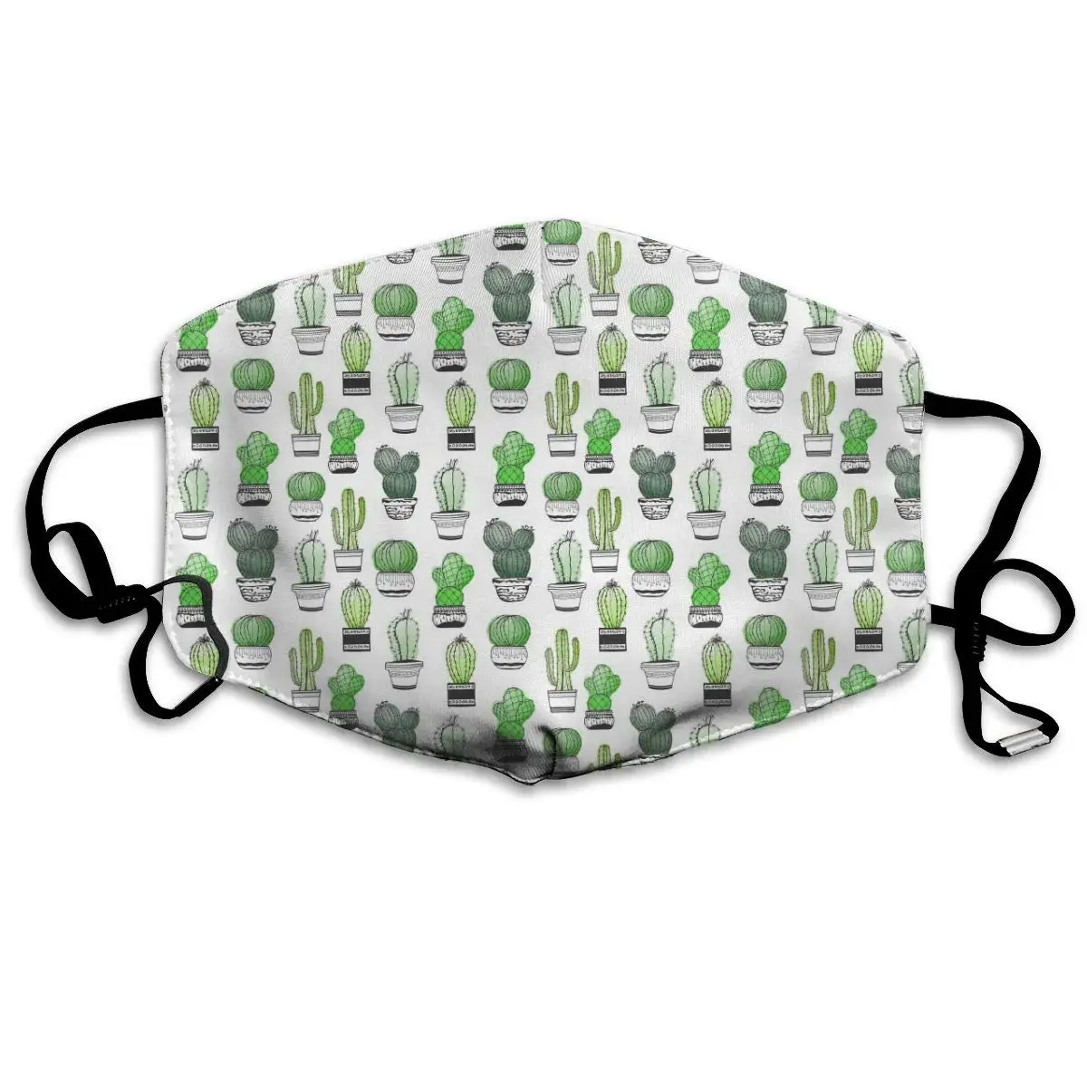

Hand Drawn Succulent Ornament Washable Reusable Mask, Cotton Anti Dust Half Face Mouth Mask For Kids Teens Men Women With