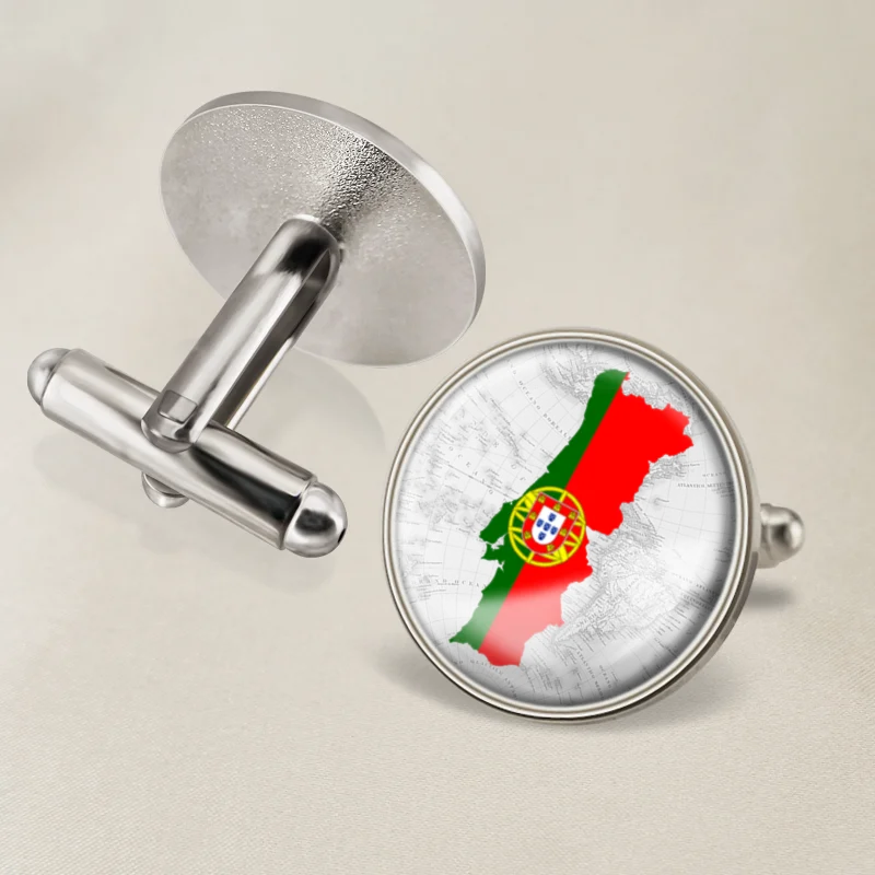 Запонки Герб Португалии карта флаг государственная эмблема|Зажимы для галстука