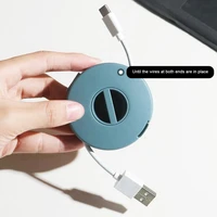 data line cable winder organizer bag mobile phone holders portable round rotatable wire usb charger for data line storage box