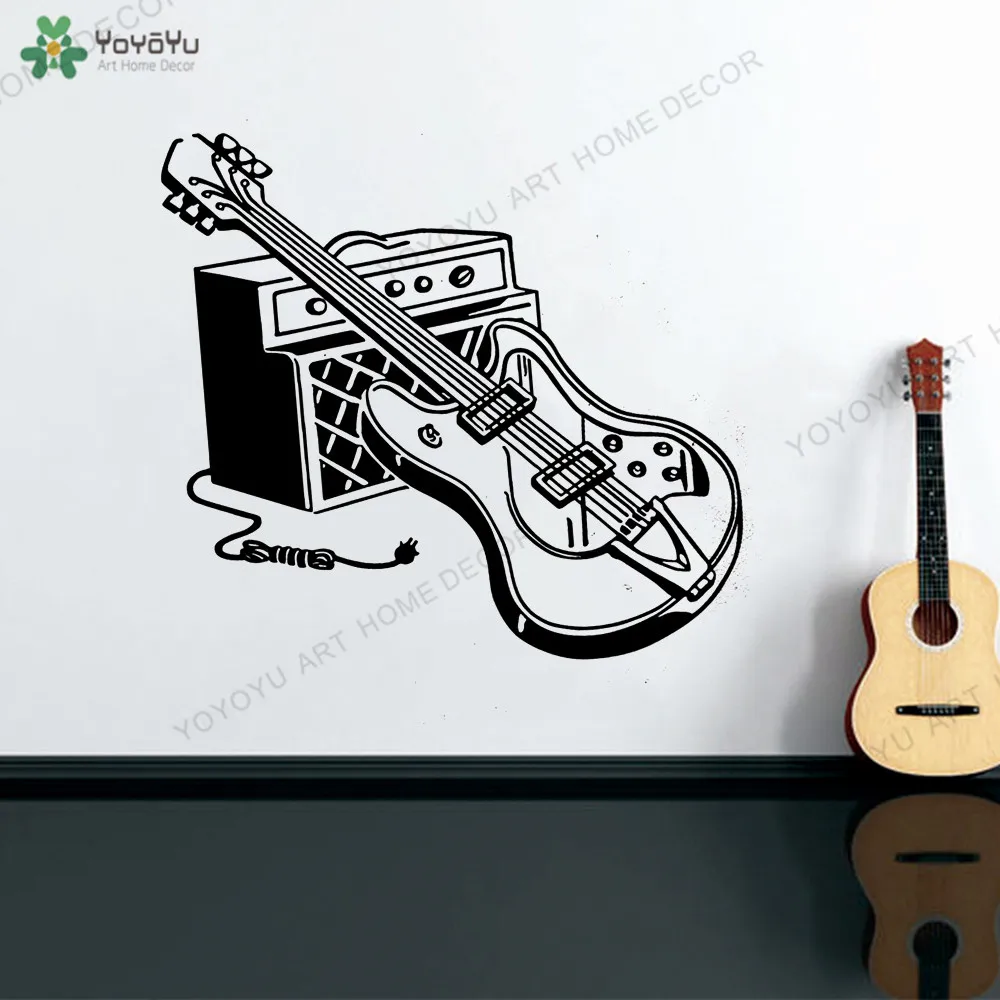 Фото Художественная настенная наклейка электрическая гитара настенные наклейки