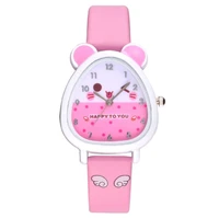 new leisure fashion cartoon watch children colorful leather band girl lovely quartz watch