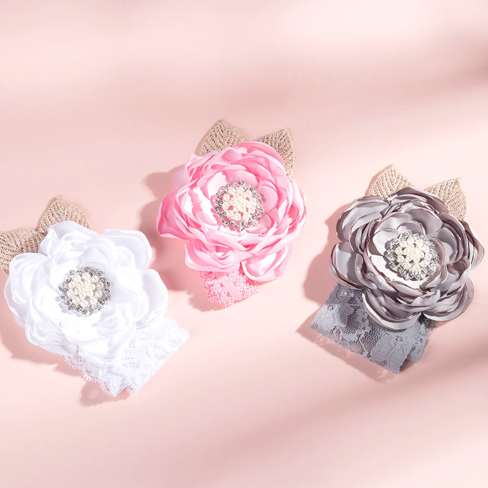 

1PC Soft Stretch Satin Rose Flower Baby Headband Newborn Knot Wide Nylon Headwraps Turban Girls Headwear Kids Photo Props