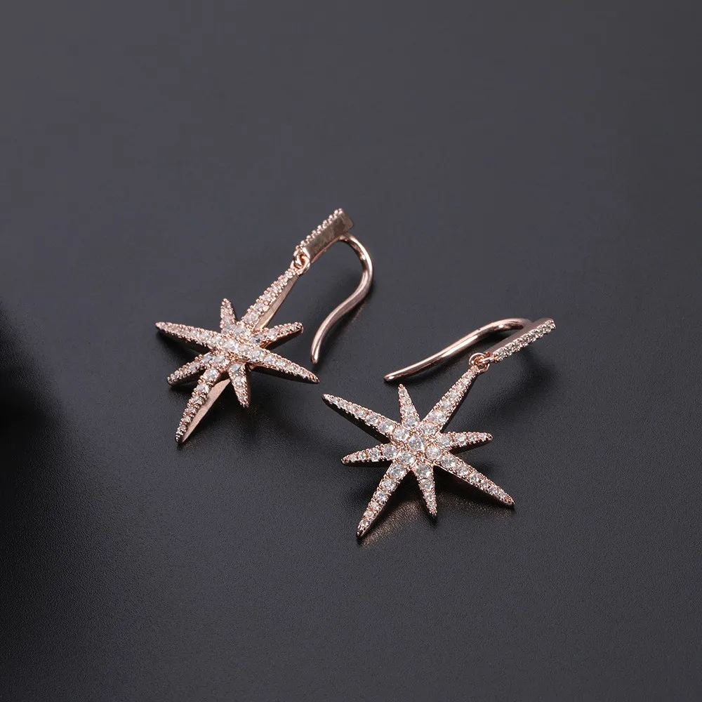 

New Arrival Zircon Trendy David Star Women Dangle Earrings Classic Accesorios Mujer Aretes Zk30