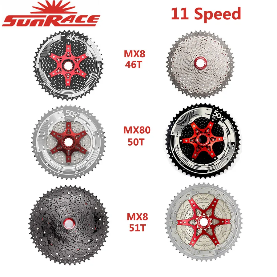 Велосипедная кассета SunRace CSMS8 CSMX8 MX80 11 скоростей с широким передаточным числом для